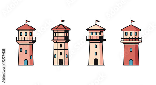Watch Tower Line art soft tone color