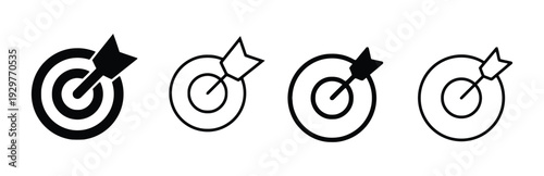 Target and arrow icons representing goals business strategy and focus