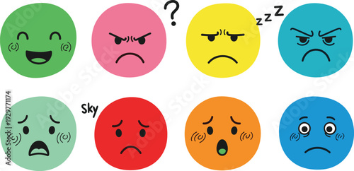 Emotional faces illustrations