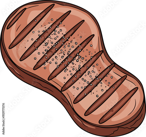 Delicious Grilled Steak with Seasoning Isolated on White Background.