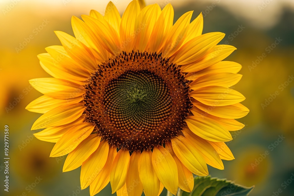 Obraz premium Close-up of Vibrant Sunflower in Bloom at Sunset - High Quality Nature Photography