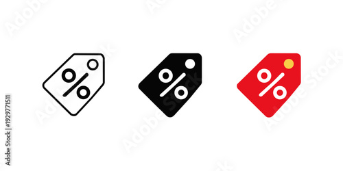 Discount Tag Sale Icons Set Vector