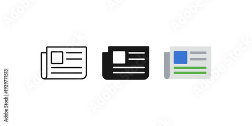 Newspaper Article Icons Set Vector