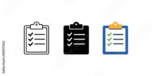 Clipboard Checklist Icons Set Vector