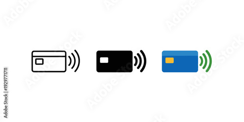 Contactless Payment Card Icons Set Vector