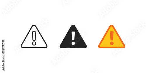 Warning Triangle Icons Set Vector