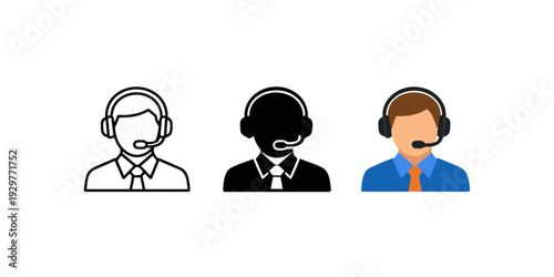 Customer Support Agent Icons Set Vector