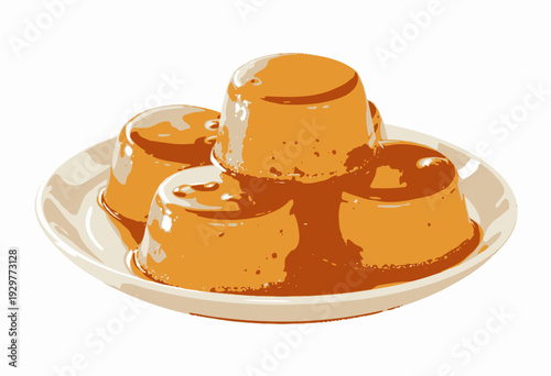 Delicious Homemade Caramel Flan Pudding Dessert with Rich Syrup Glaze on a Plate in a Cozy Kitchen Setting