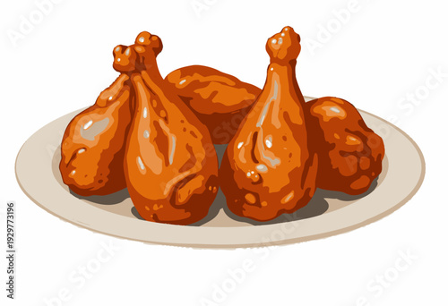 Succulent golden-brown fried chicken drumsticks arranged on a platter, inviting and ready to serve for a delicious meal experience