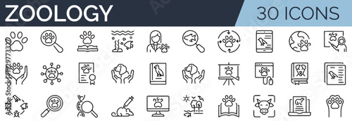 Zoology and animal science icons for education and research