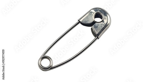 Close-up of a silver, open safety pin against a black background