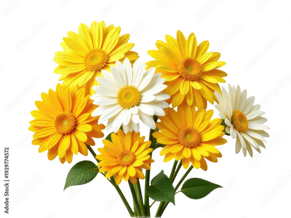 Naklejka premium A decorative vase filled with fresh yellow and white flowers