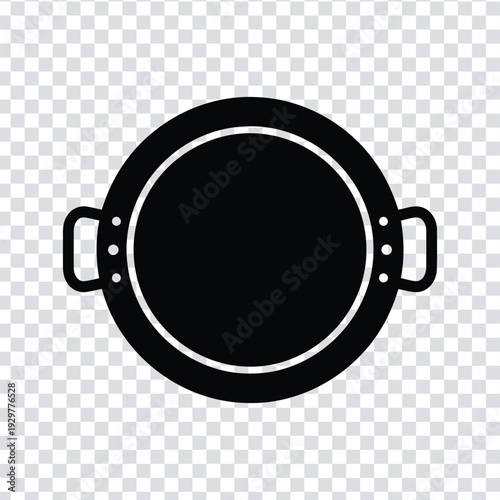Black silhouette of a cooking pot with handles on both sides