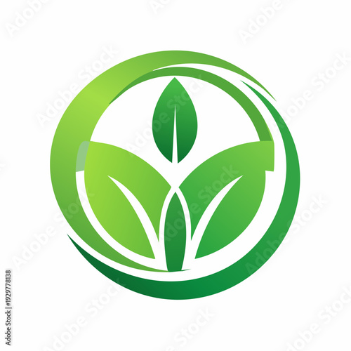 Modern green circular with leaves representing organic growth and environmental stewardship a sleek for sustainable businesses and eco conscious initiatives