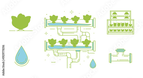 Hydroponic Farming System with Green Plants.