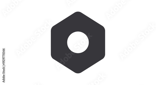 Black Hexagonal Nut With Hole.