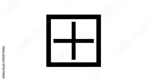 Black Plus Sign Inside Square Icon.