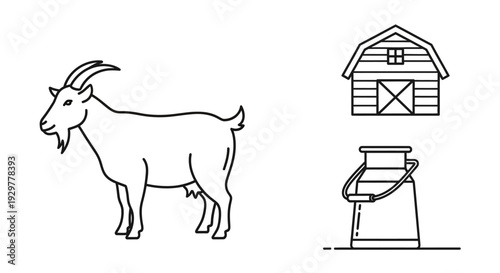 Simple Line Drawing of a Goat.