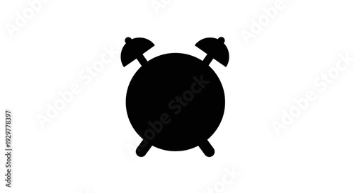Black Silhouette of Alarm Clock.