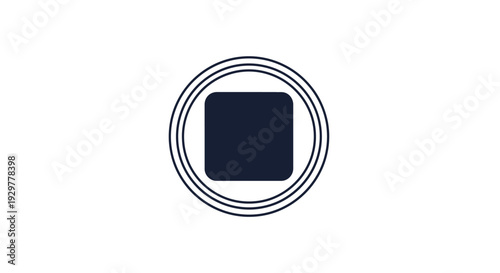 Black Square Inside Double Circle Logo.