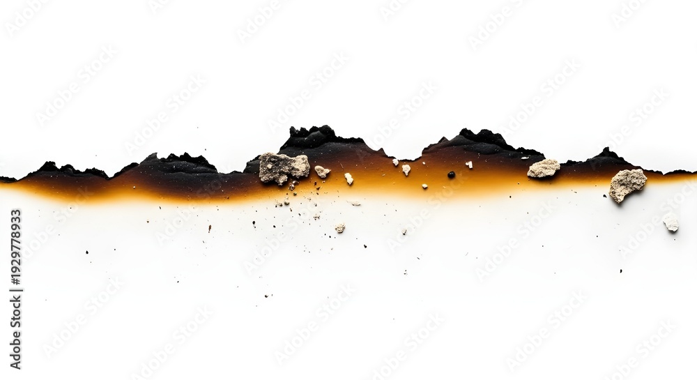 Obraz premium A burnt edge on a white background