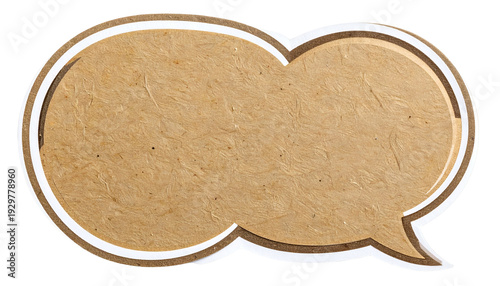 A textured, brown, speech bubble with a double border, isolated on black