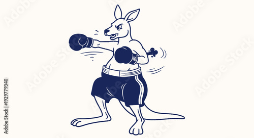 Energetic Kangaroo Boxing Illustration Dynamic Marsupial Athlete Delivering a Punch