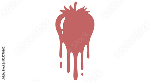 Vibrant dripping strawberry fruit icon, perfect for sweet dessert and juice concepts