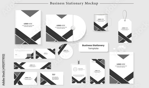 Business Stationery Mockup Set With Letterhead Business Cards Folders Mug And Web Banners