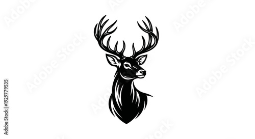 Elegant stag head concept with majestic antlers design for branding