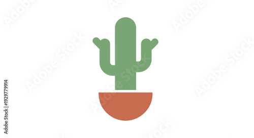 Cactus Plant in Pot Illustration.