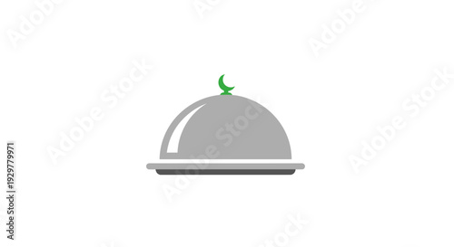 Cloche dish with green garnish on top.