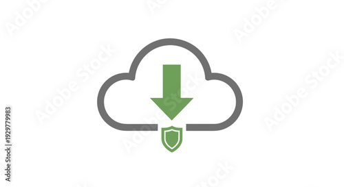 Cloud Computing Secure Download Icon Symbol.