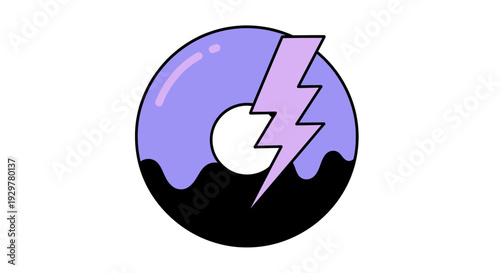 Donut with purple icing lightning bolt.