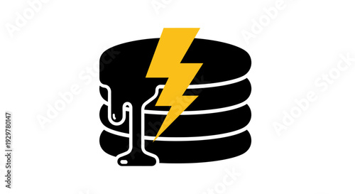 Electric Battery Icon with Lightning Bolt Symbol.