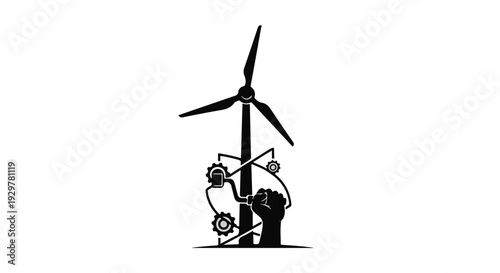 renewable energy engineer inspecting wind turbine