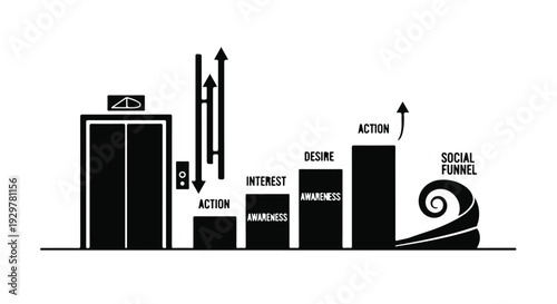 Business growth and social media strategy illustration