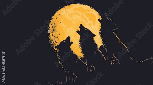 wolf and moon