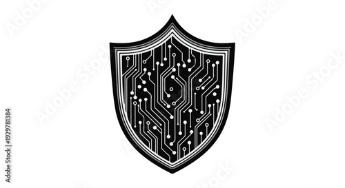circuit board shield icon cybersecurity technology