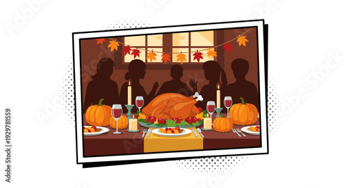 Thanksgiving dinner celebration with autumn decorations and family gathering