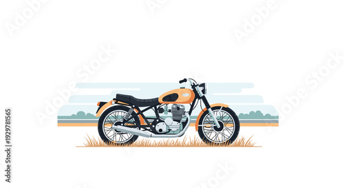 Classic motorcycle side view with minimalist style and pastel colors