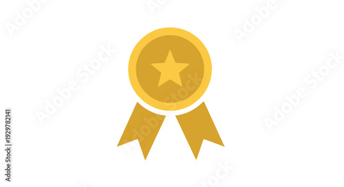 Golden Award Badge with Star Icon.