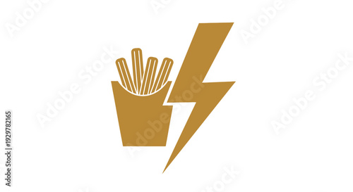 Golden french fries in box logo.