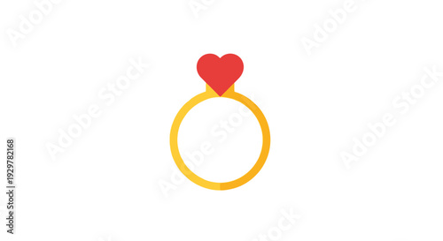 Golden ring with red heart.