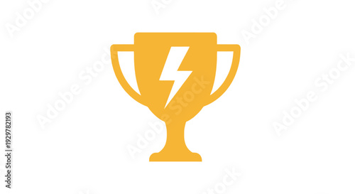 Golden Trophy Cup with Lightning Bolt.