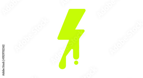 Green Neon Lightning Bolt Icon Symbol.