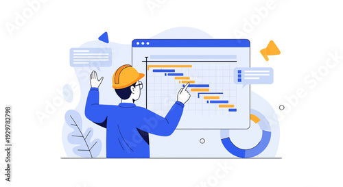 Man Planning Project Timeline Gantt Chart Strategy Development