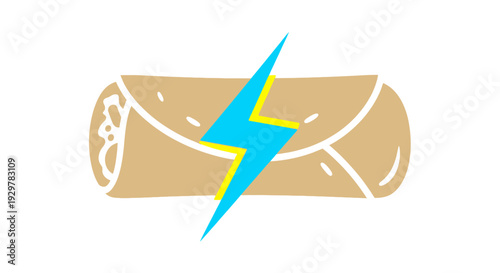 Lightning Bolt Striking Explosive Dynamite Stick.