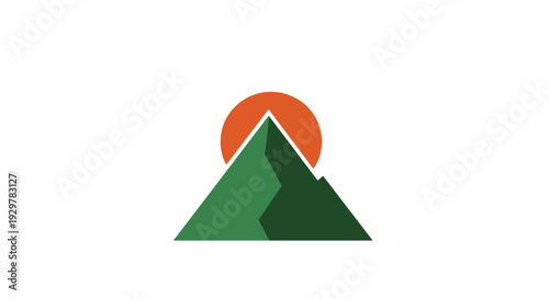 Mountain Peak with Orange Sun.