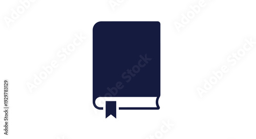 Navy Blue Book with Bookmark Illustration.